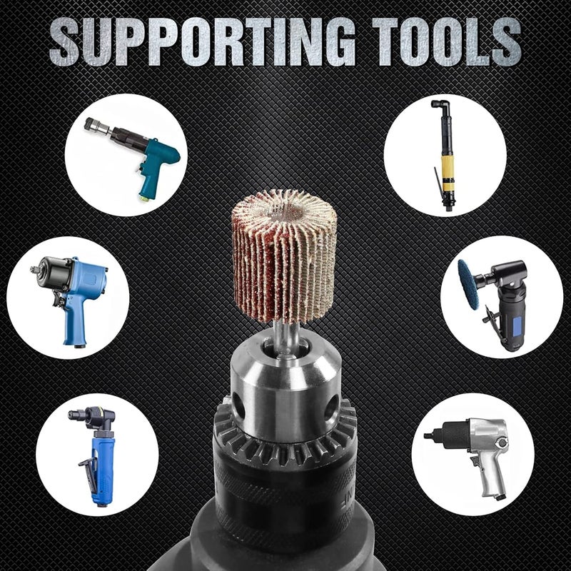 Pukamam 20 Pcs Flap Wheel Sander Set 80 Grit Sanding Wheel for Drill 1/4" Shank for Metal Wood - Image 5